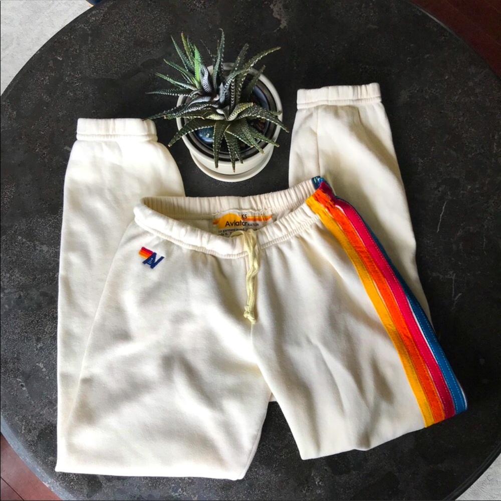 AVIATOR NATION 5 STRIPE SWEATPANTS - VINTAGE WHITE